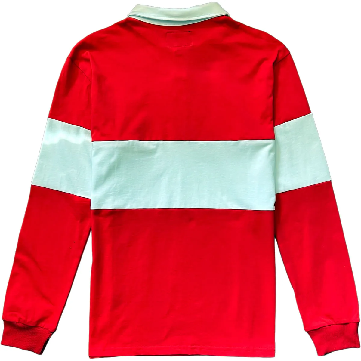 Traditional Red And White Striped Mens Long Sleeve Rugby Shirt