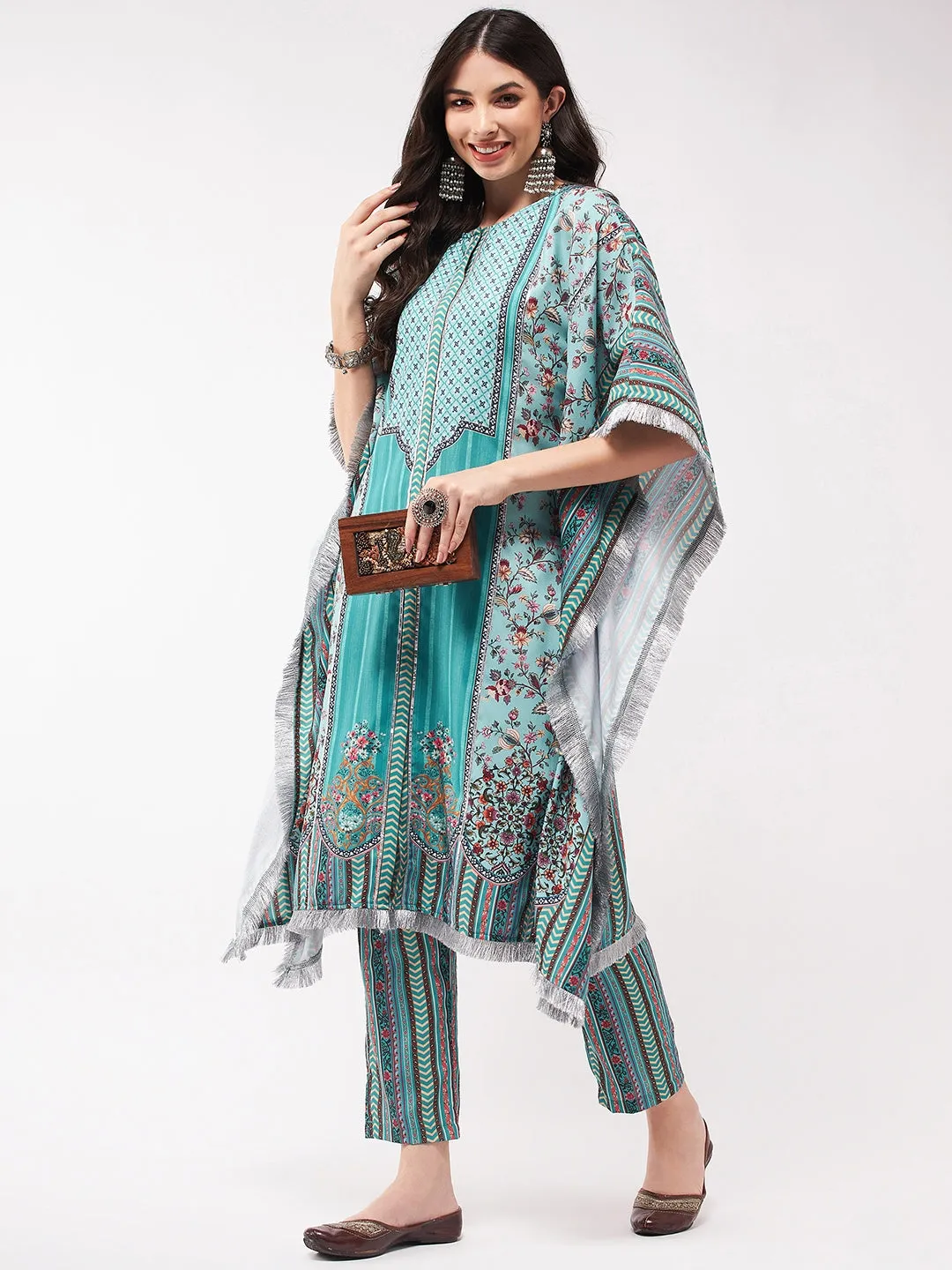 Wedding Inspired Digital Placement Printed Kaftan Kurta