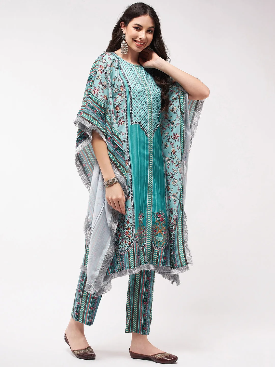 Wedding Inspired Digital Placement Printed Kaftan Kurta