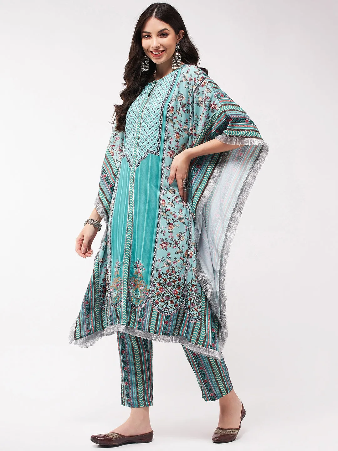 Wedding Inspired Digital Placement Printed Kaftan Kurta