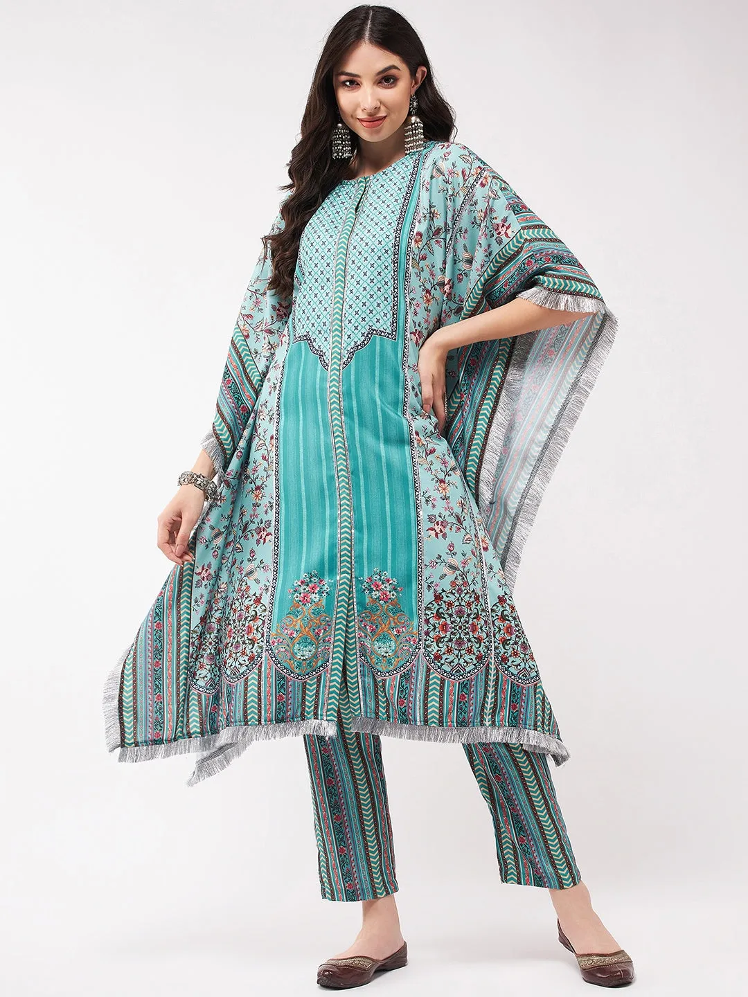 Wedding Inspired Digital Placement Printed Kaftan Kurta