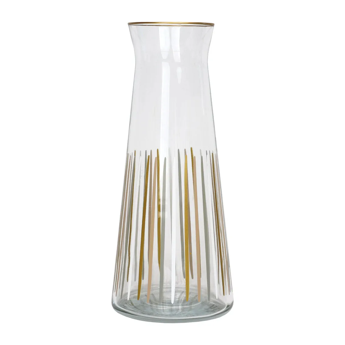 White & Gold Striped Christmas Glass Carafe - 25cm