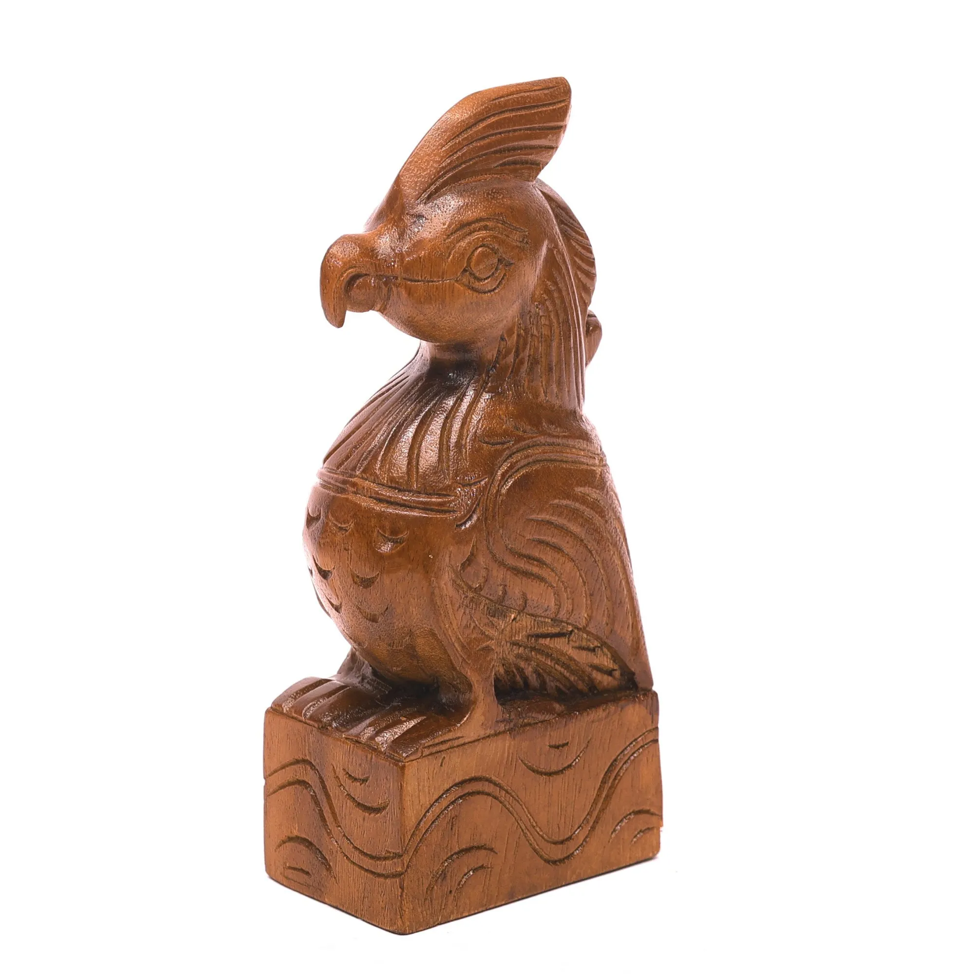 Wooden Intricate Carved Bird Self Standing Decor